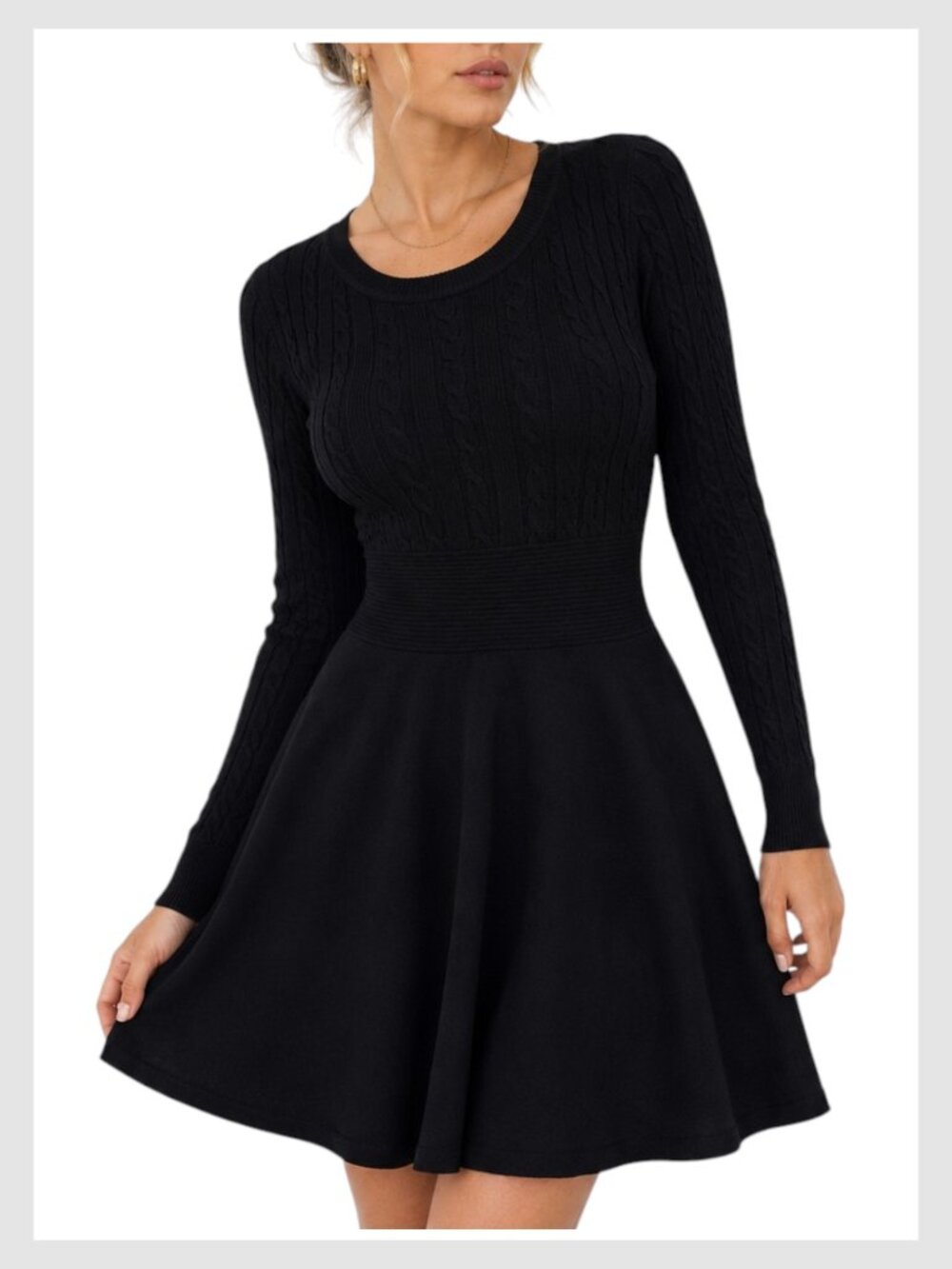 Jessica Simpson Black Sweater Dress Long Sleeve Fit & Flare Knit S